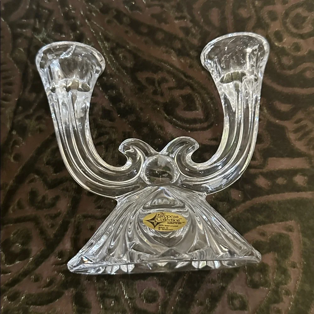 Vintage Dual Crystal Candle Holder from European Collection Made in W. Germany.